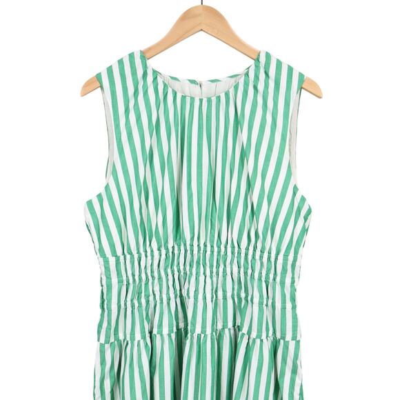 J.Crew Hyacinth Dress Striped Cotton Poplin Bright Clover Green Size Large - Picture 3 of 8